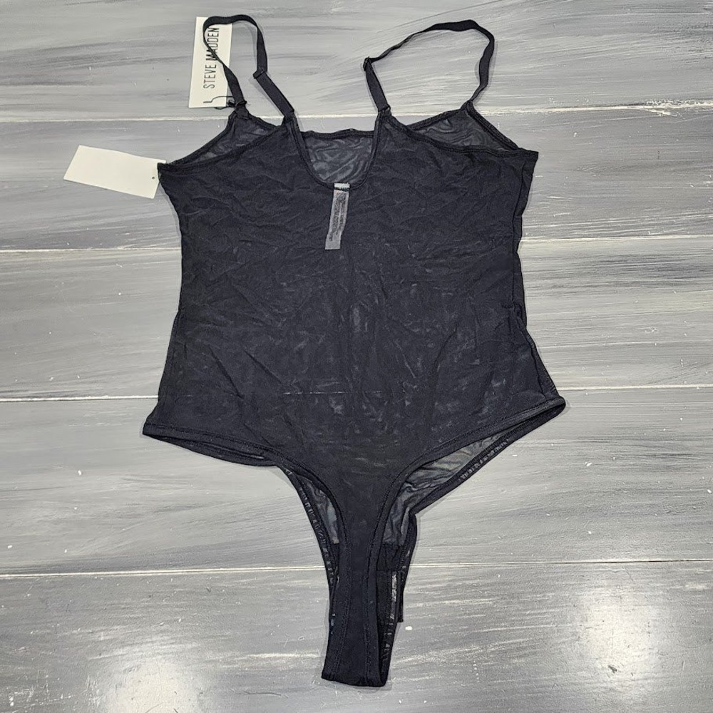 Steve Madden‎ Women's Sheer Mesh Thong Bodysuit SM11841 Black
